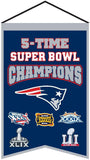 New England Patriots Streak Heritage 5X Super Bowl Champions Banner