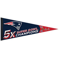 Patriots 5X Super Bowl Championship Premium Pennant