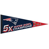 Patriots 5X Super Bowl Championship Premium Pennant