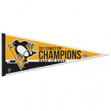 Pittsburgh Penguins Cup 2x "back to back" Champions 2017 Classic Pennant 12" x 30"