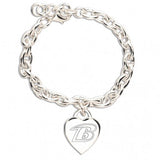 Baltimore Ravens NFL Ladies Silver Heart Charm Bracelet