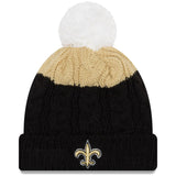 New Orleans Saints New Era Women's Layered Up 2 Cuffed Knit Hat with Pom - White/Black