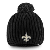 New Orleans Saints NFL Pro Line by Fanatics Branded Women's Iconic Ace Knit Hat With Pom – Black