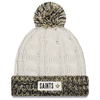 New Orleans Saints New Era Women's Rugged Tag Cuffed Knit Hat with Pom - Cream