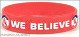 Boston Red Sox "We Believe" red raised logo wristband (rare from 2004 Championship season)