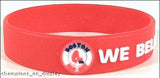 Boston Red Sox "We Believe" red raised logo wristband (rare from 2004 Championship season)